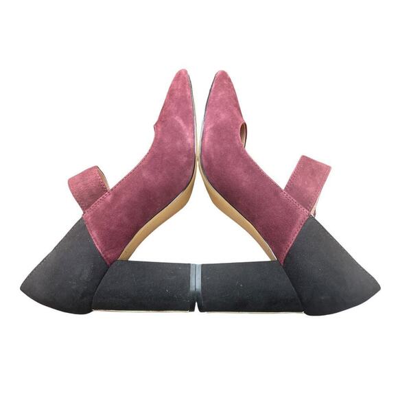 TOMMY HILFIGER Two-Tone Chunky Heels Strappy Black Burgundy - 8 1/2 - Picture 4 of 12